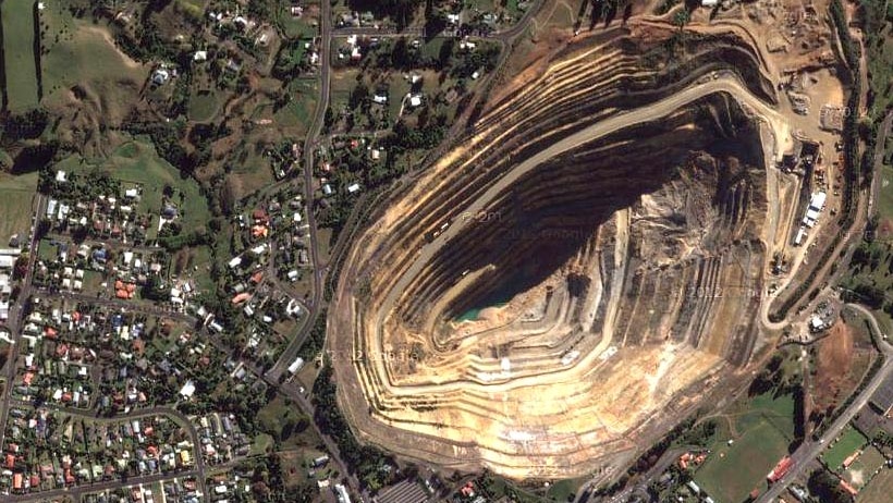 The gold mine next to the New Zealand town of Waihi.