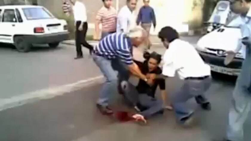 Footage ... YouTube video allegedly shows a woman named 'Neda' after she was shot during a Tehran protest on Saturday.