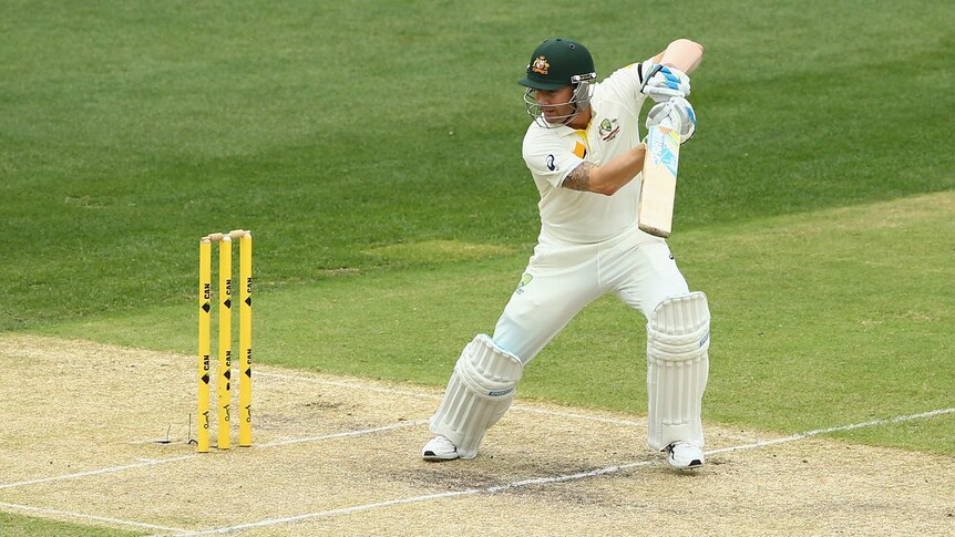 Australian captain Michael Clarke bats against India on day two at Adelaide Oval