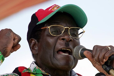 Zimbabwean President Robert Mugabe addresses a campaign rally in Harare in March, 2008. (Alexander Joe, AFP)