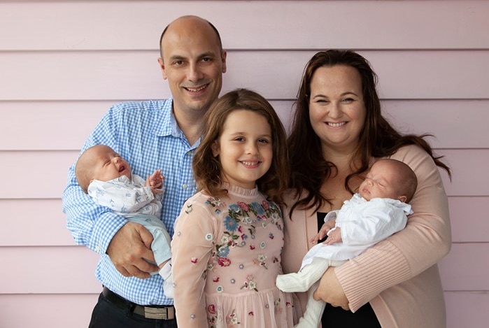 Melissa Martino with her partner and three children.