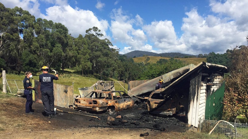 Police at the Freedom Centre after the suspected arson attack January 8, 2017