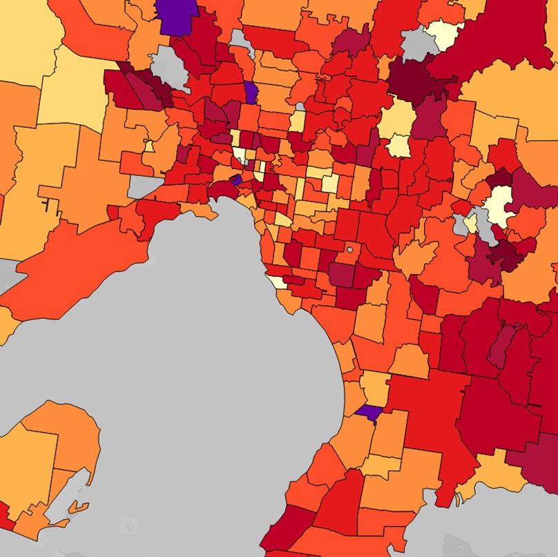 Mortgage stress Melbourne map