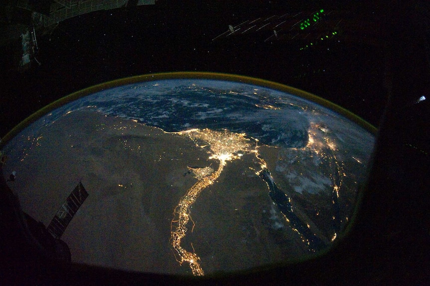 Lights of Egypt as seen from ISS