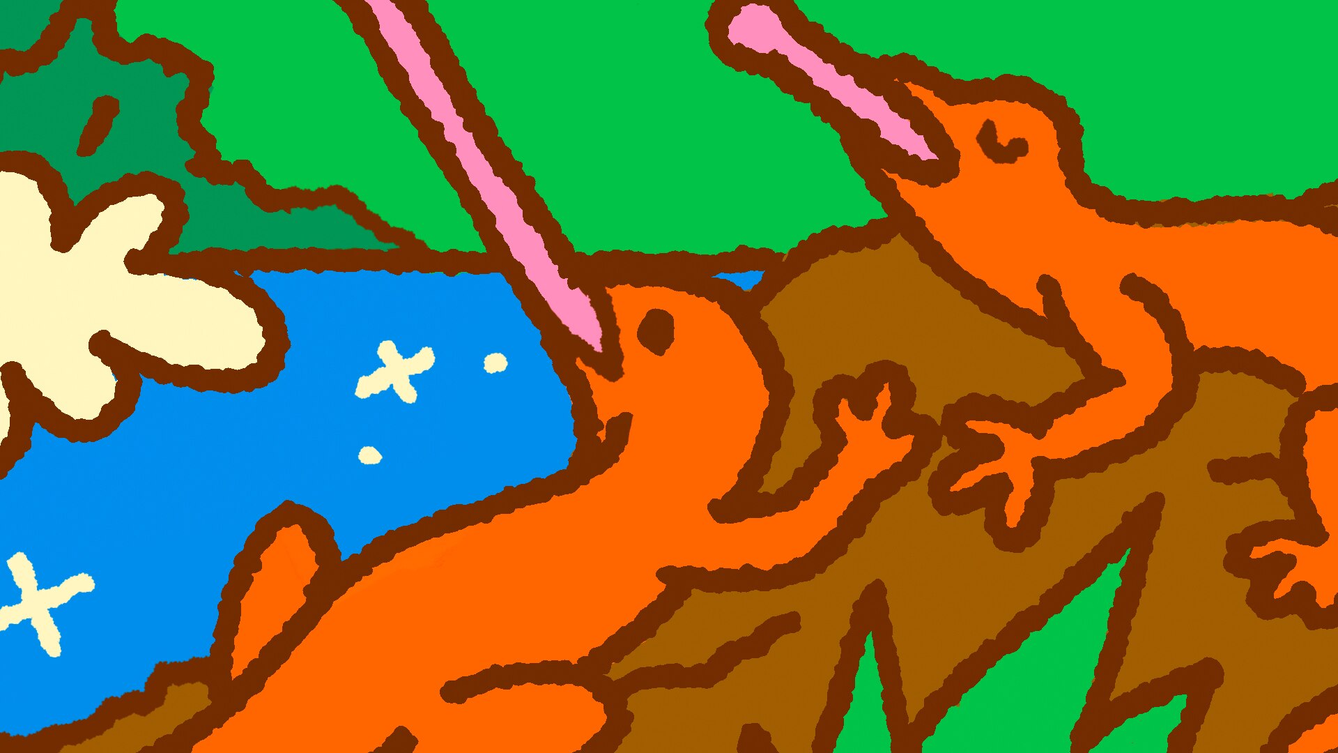 Graphic drawing of lizards poking out tongues