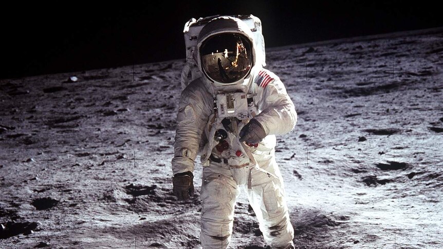 Astronaut Buzz Aldrin on the moon 1969, taken by Commander Neil Armstrong