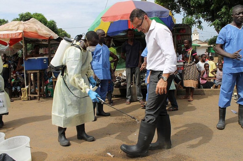 Senator Richard Di Natale tours Ebola-stricken in West Africa in December 2014.