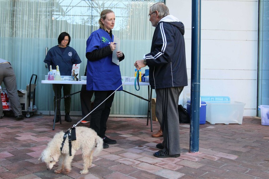 John and 17-year-old poodle-cross Shampers at a free vet clinic.