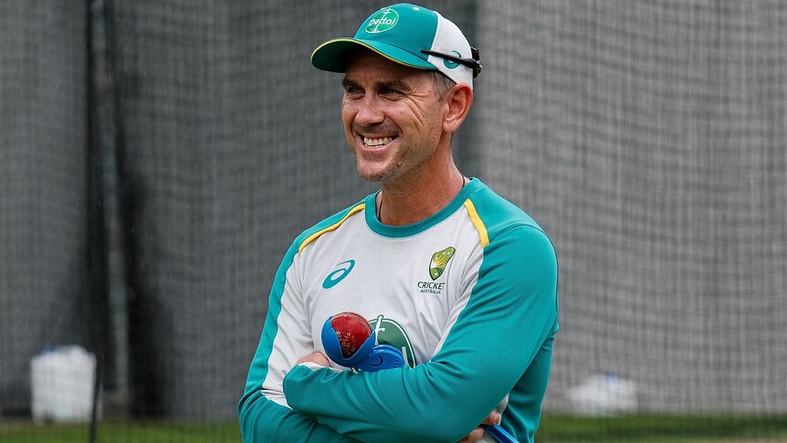 Australian cricket coach Justin Langer at The Gabba before The Ashes 