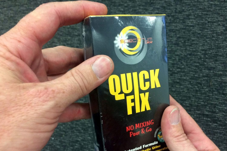 A sachet of fake urine used to fool workplace drug testing.