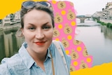 Selfie of Sommer Tothill with illustrated dollar signs
