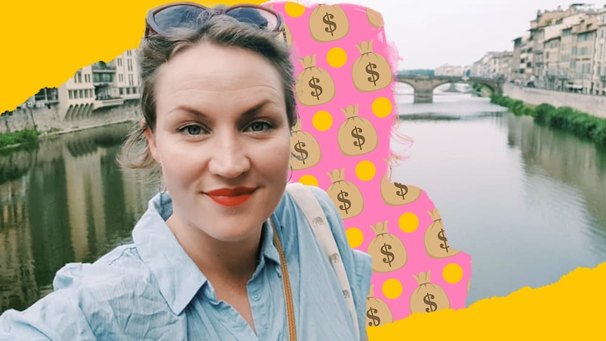 Selfie of Sommer Tothill with illustrated dollar signs