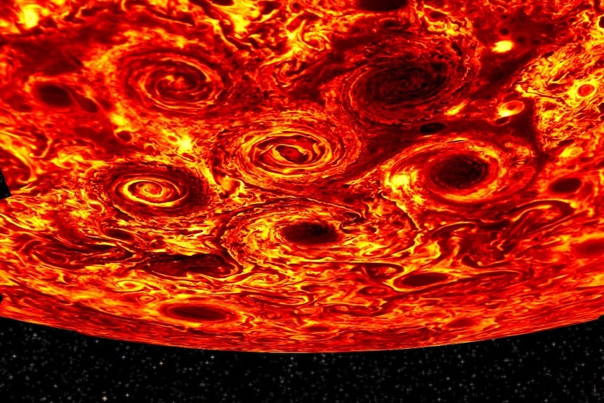 Jupiter's south pole cyclones.