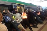 Train pushed off leg
