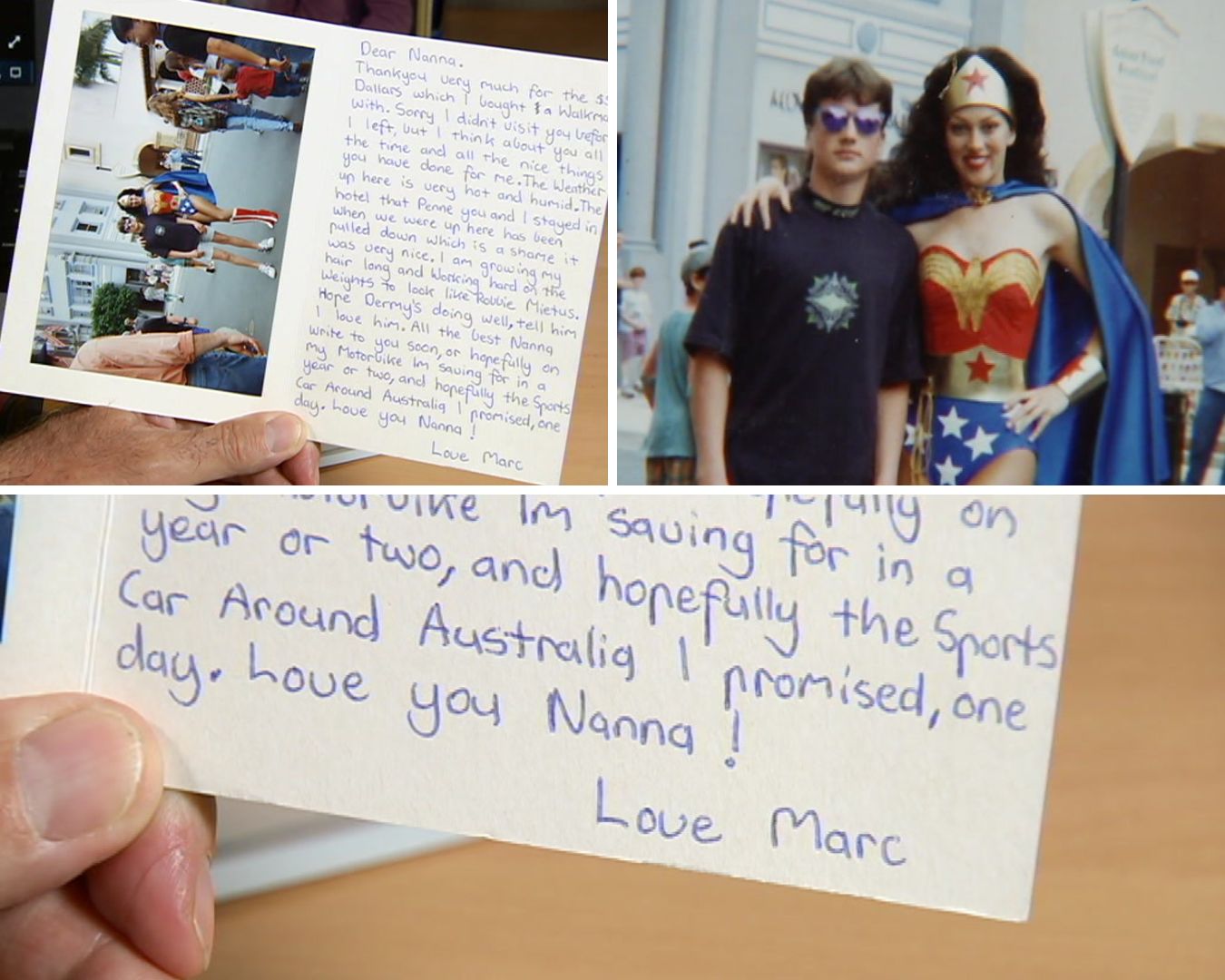 A card Marc Mietus sent his grandmother, with a picture of him inside.