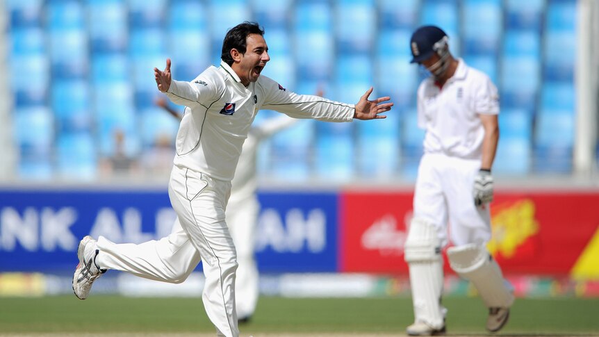 Finishing the job: Saeed Ajmal capped off a tremendous series by helping to bowl Pakistan to victory on day four.