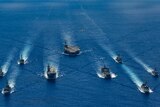 HMA Ships taking part in a trilateral passage in the Philippine Sea with US Navy ships and the Japanese Maritime Self-Defence.