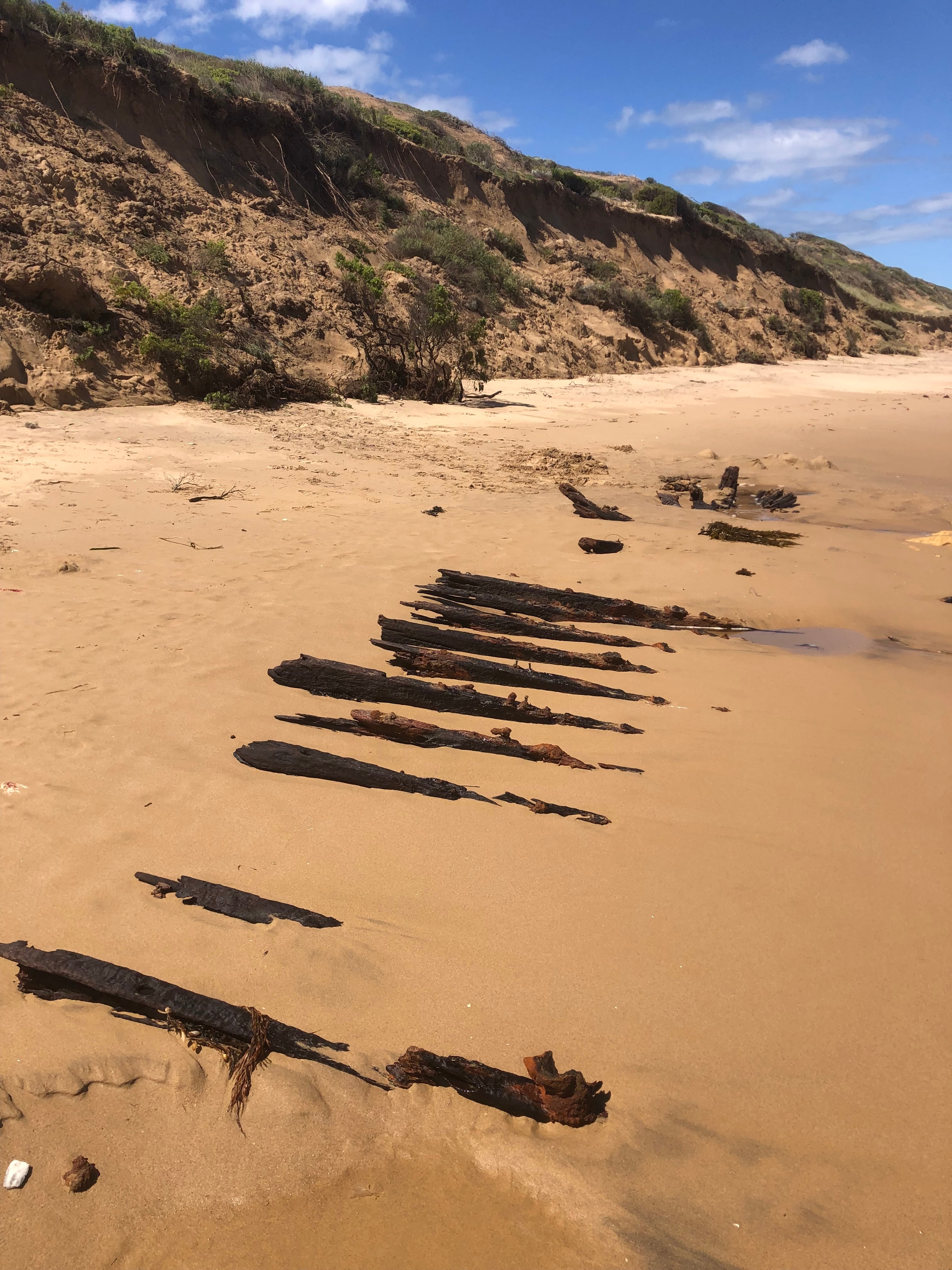 Volunteer discovers shipwreck on Victorian beach