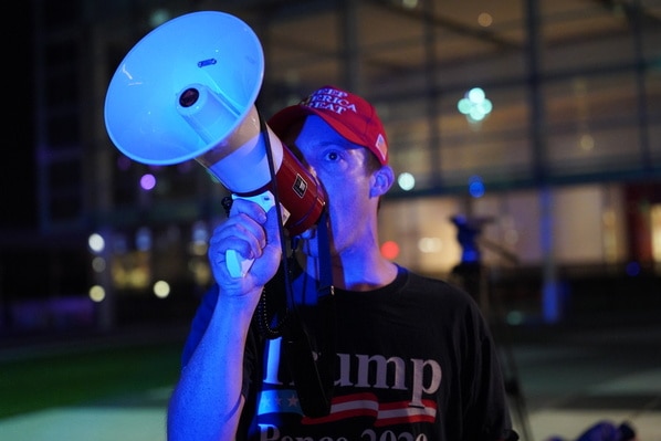 Donald Trump supporter rallies in Detroit.