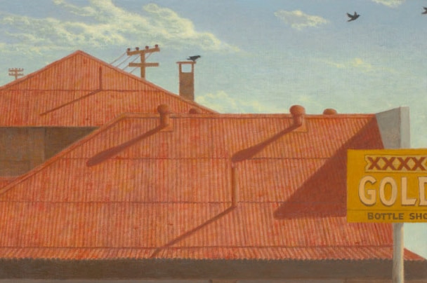 Roof shadows painting by artist Robert Brownhall.