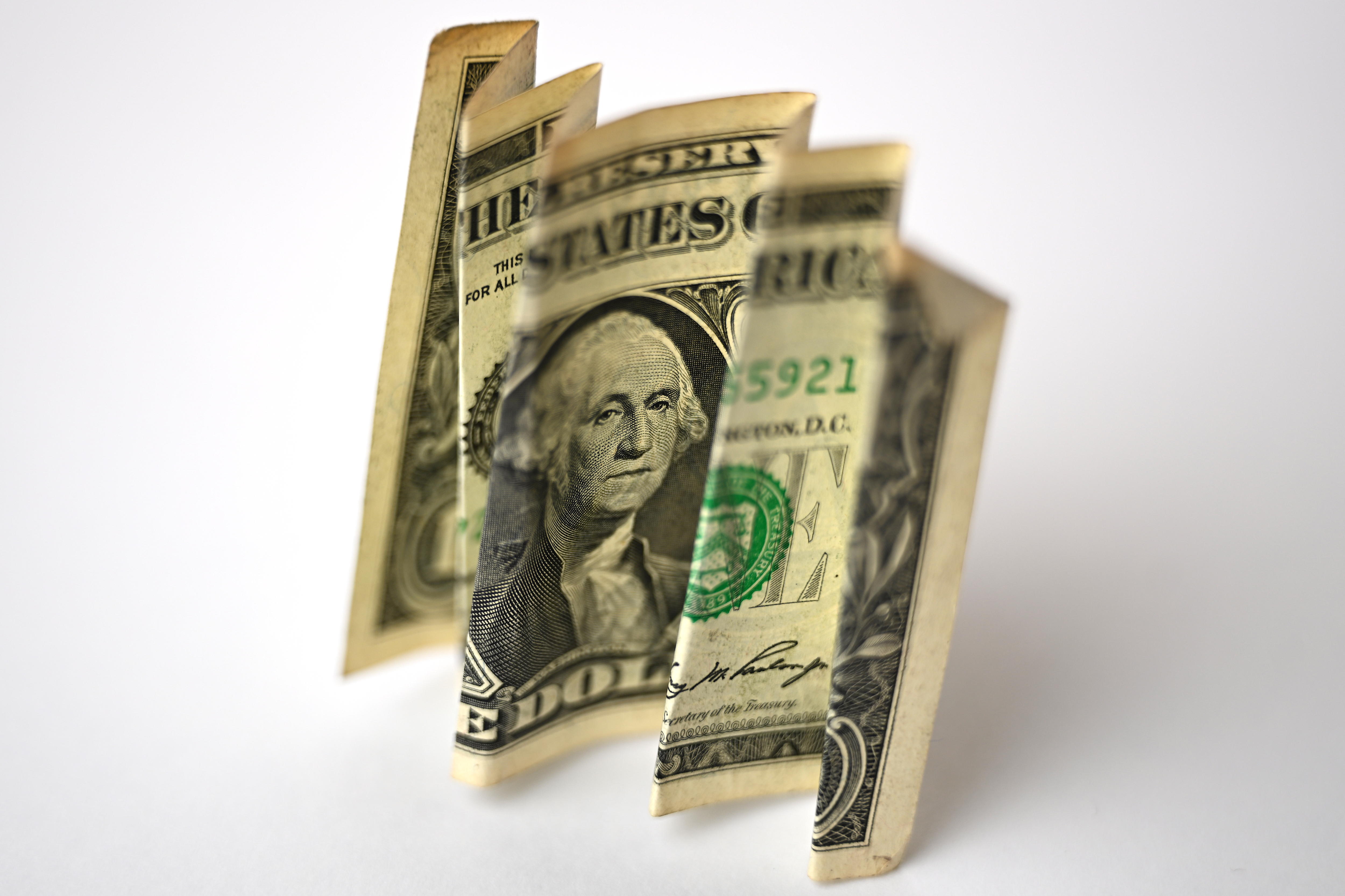 A scrunched up $1 US note.