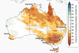 A map of Australia showing the chance of above average rainfall for June to August across the country.