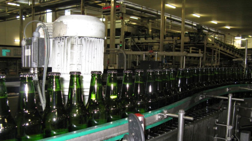 Boag's beer bottles on production line in Launceston