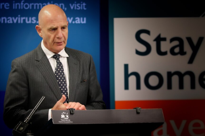 Tasmanian Premier Peter Gutwein at a press conference