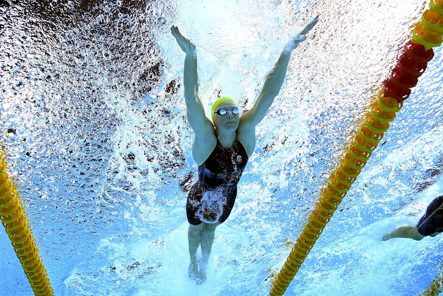 Cate Campbell of Australia swims during the Womens 50m Butterfly Semi Final.