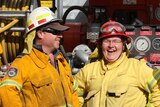 Carole shares a laugh with her fire-fighting team