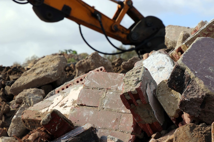 A pile of construction and demolition material at Resource Recovery Solutions Bayswater Facility.