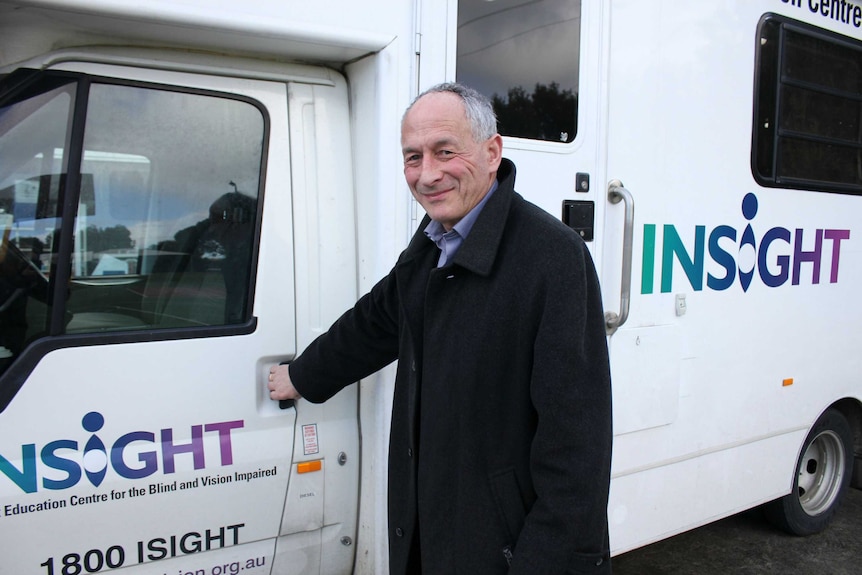 Insight founder Alan Lachman with the mobile classroom