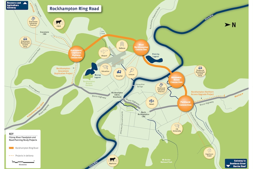 Map shows Ring Road access points. 