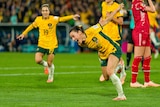 Hayley Raso (C) of Australia celebrates scoring the second goal for Australia