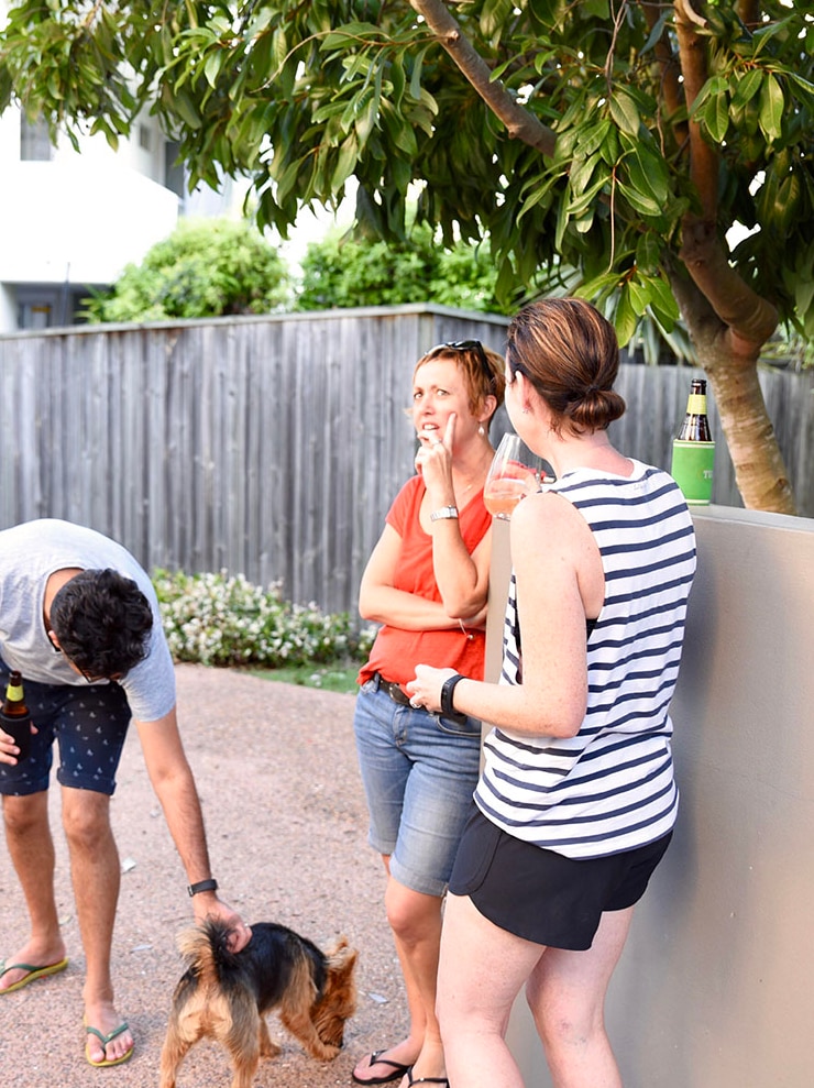 Michelle MacFarlane talks to a neighbour