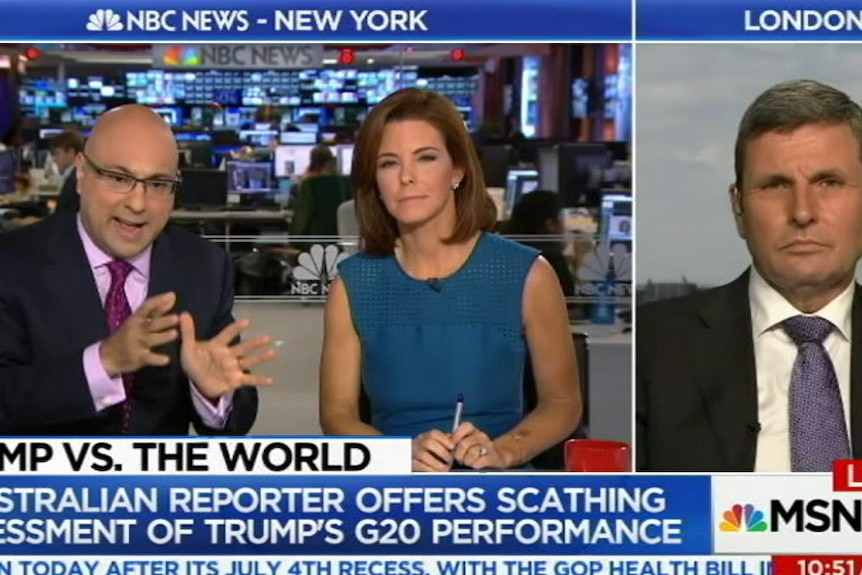 Chris Uhlmann appears on MSNBC over comments about Donald Trump at the G20