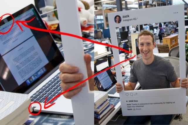 Mark Zuckerberg's laptop's webcam and microphone appear to be taped over