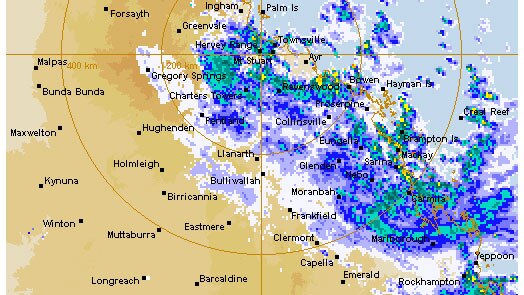 Weather bureau radar image of rain over north and central Qld.