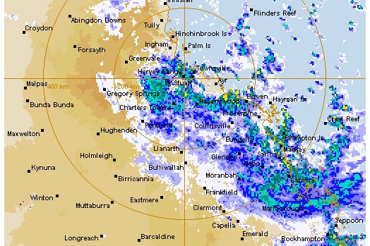 Weather bureau radar image of rain over north and central Qld.