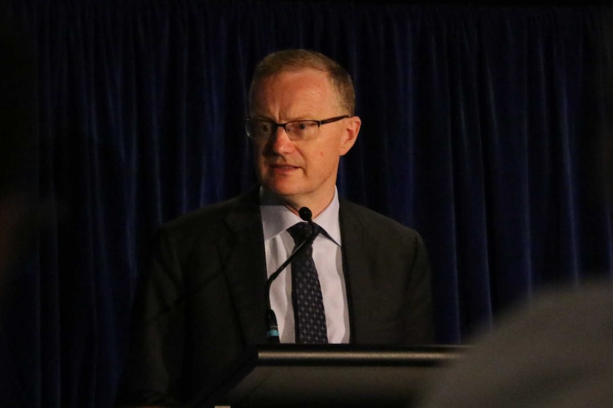 RBA governor Philip Lowe giving a speech.