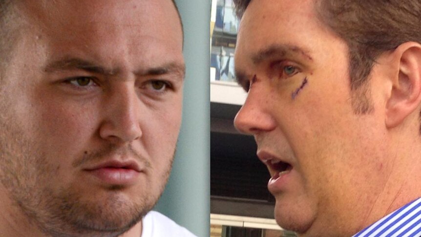 Wales prop Craig Mitchell (L) was arrested on Sunday morning after knocking lawyer Cian Barry (R) unconscious at the Normanby Hotel.
