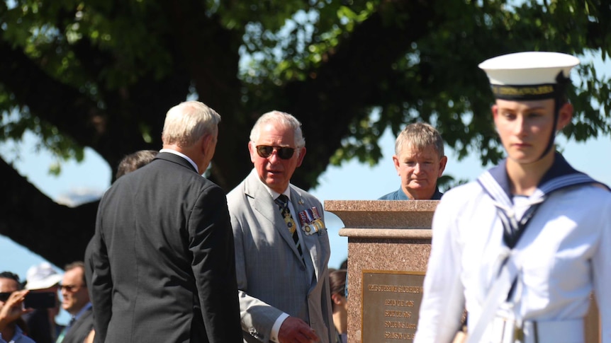 Prince Charles speaks to a Darwin man