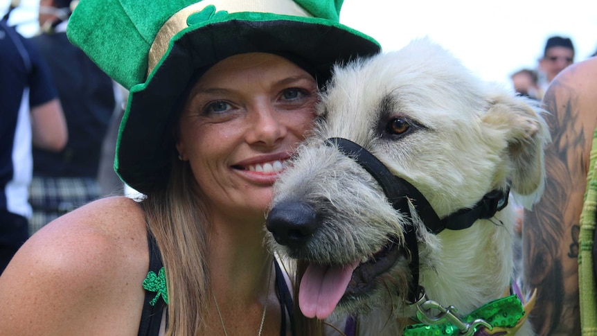 Sarah Hemming and her Irish wolfhound Olive