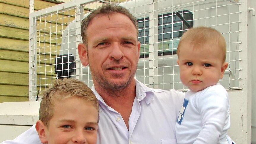 Julian Freeman with his sons Jack and Ed.
