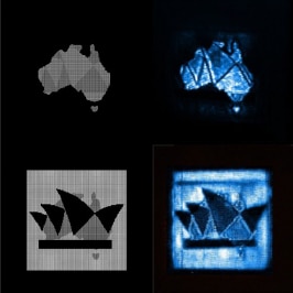Photographs (top and bottom right) of opposite sides of one of the nanoengineered slides
