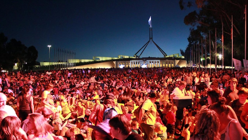 Crowds at the Australia Day Eve concert.