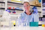 University of Queensland virologist Dr Kirsty Short works in a lab.