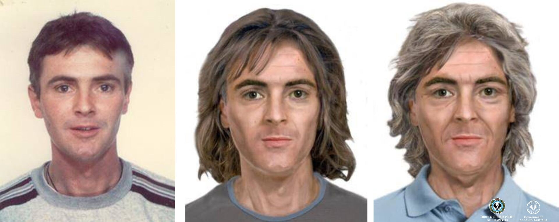 Age progression shots of a young man into an old. 