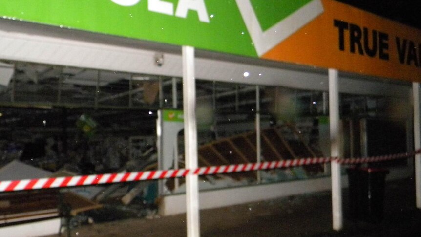Strong winds tore through the Penola Hardware store.