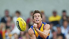 Eagles skipper Ben Cousins was back in action against the Kangaroos